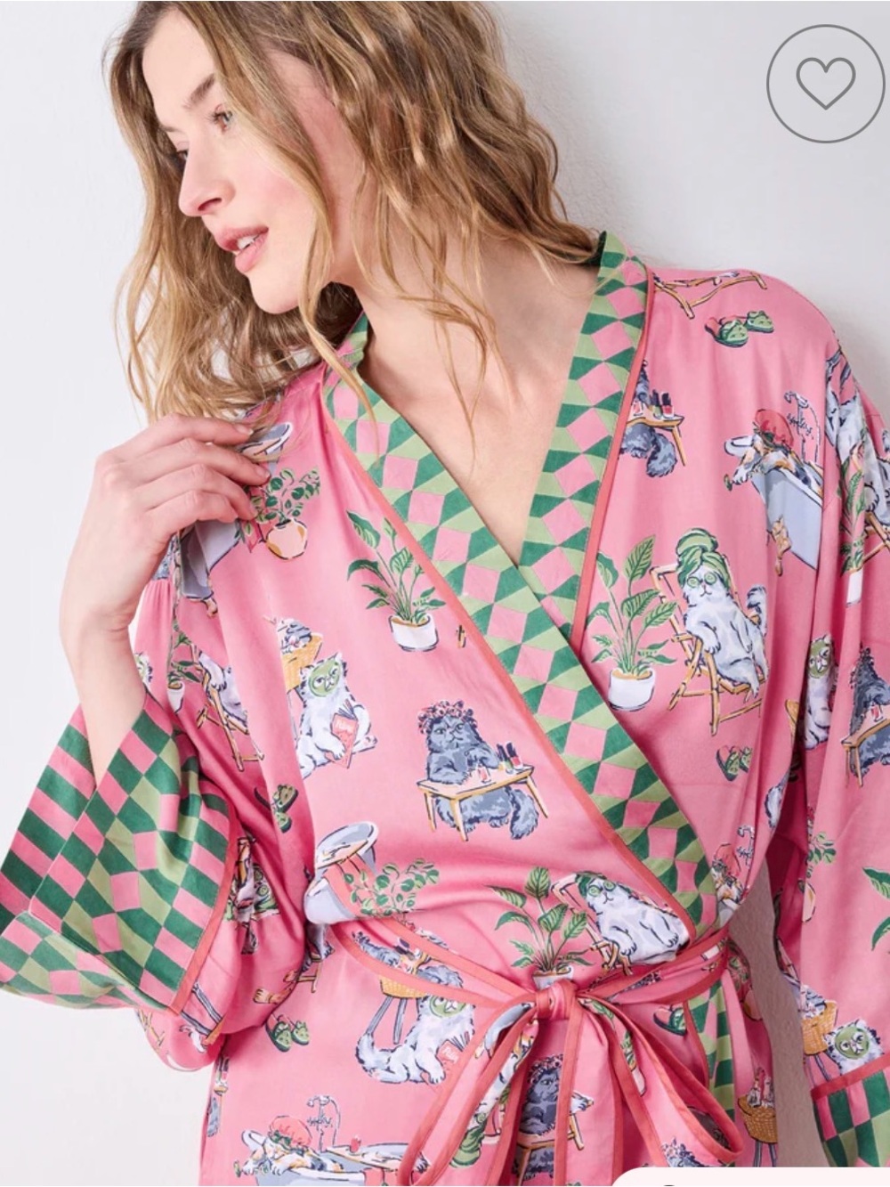 PrintFresh EcoSatin robe in Spa Day size L/XL - color Pink Polish